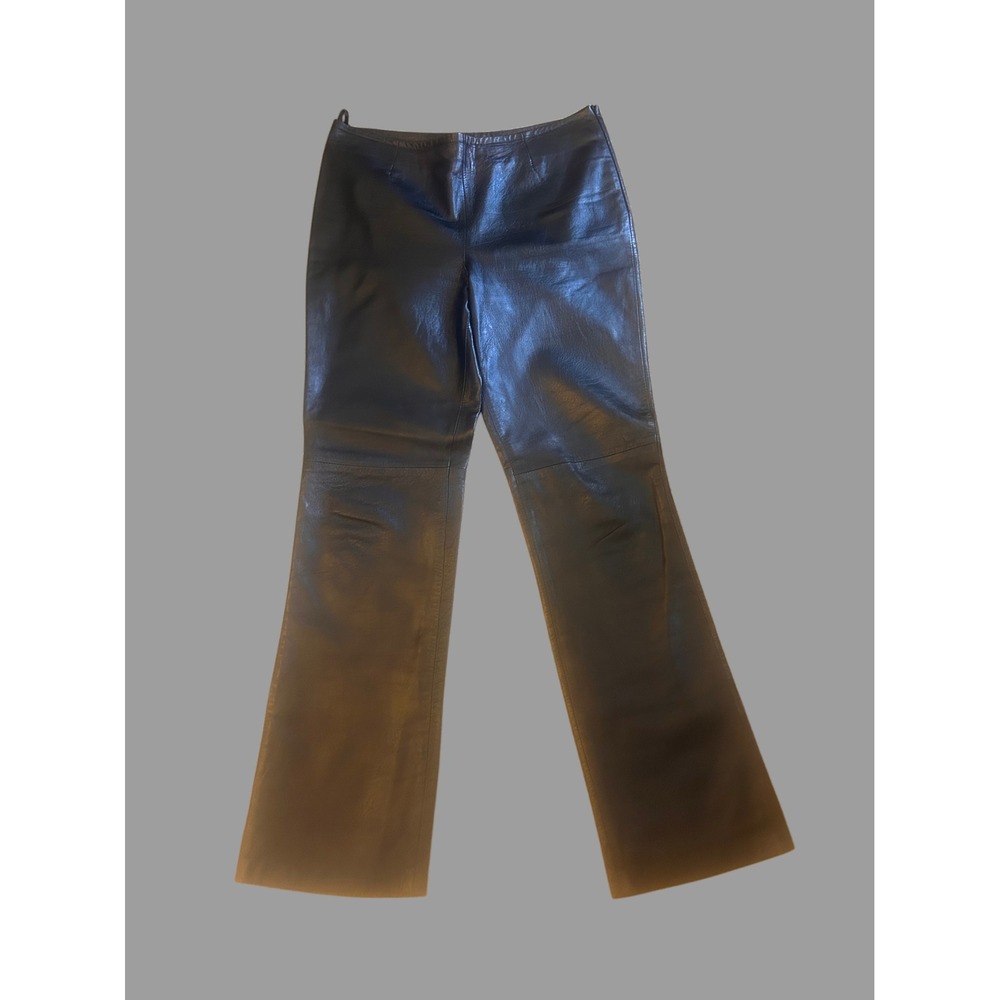 Anonymous John Carslile Pants Leather Black Sz 12 Y2K Flared Matrix Vtg Chic